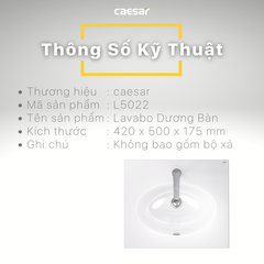 Chậu Rửa Lavabo Dương Bàn CAESAR L5022