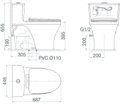 Bàn cầu một khối Viglacera HL2