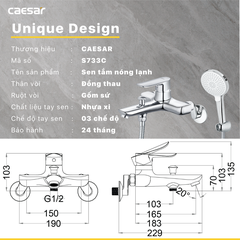 Vòi sen tắm nóng lạnh Caesar S733C