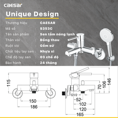 Vòi sen tắm nóng lạnh Caesar S353C