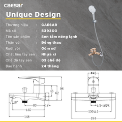 Vòi Sen CAESAR S393CG Màu Nâu Đồng Tay Sen Massage