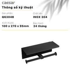 Hộp đựng giấy vệ sinh đôi có kệ Caesar Q6304B màu đen
