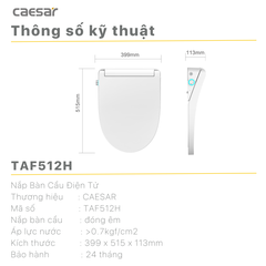 Nắp Bồn Cầu Điện Tử CAESAR TAF512H Đa Năng
