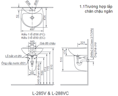 Lavabo chậu rửa mặt INAX L-285V treo tường + chân ngắn (L288V)