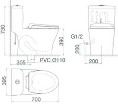 Bàn cầu một khối Viglacera V63