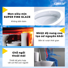 Bồn cầu 2 khối Caesar CD1325 xả 2 nhấn nắp thường