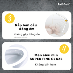 Bồn cầu 2 khối Caesar CT1325 xả 1 nhấn nắp thường