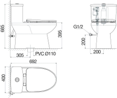 Bàn cầu một khối Viglacera V811