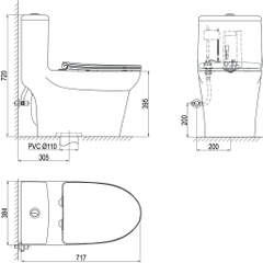 Bàn cầu một khối Viglacera S306