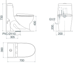 Bàn cầu một khối Viglacera V38M