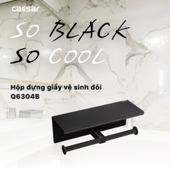 Hộp đựng giấy vệ sinh đôi có kệ Caesar Q6304B màu đen
