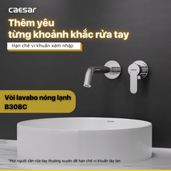 Vòi lavabo chậu rửa mặt Caesar B308C gắn tường nóng lạnh