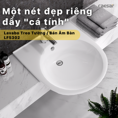 Lavabo chậu rửa mặt Caesar LF5302 bán âm dương vành