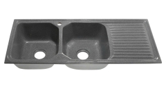 Chậu Rửa Chén Đá Honorcy 2 Hộc 1 Cánh Xám Muối Tiêu 1150x47