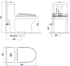 Bàn cầu một khối Viglacera S304