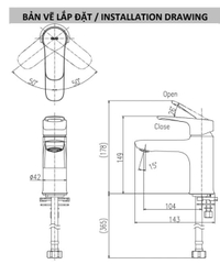 Vòi lavabo chậu rửa mặt INAX LFV-22S nước lạnh gật gù + dây cấp inox 40 cm
