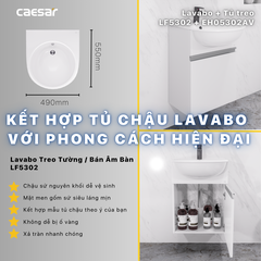 Lavabo chậu rửa mặt Caesar LF5302 bán âm dương vành