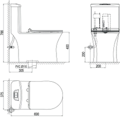 Bàn cầu một khối Viglacera S302