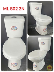 Bồn cầu 2 khối Minh Long VIMISCO S02 xả 2 nhấn nắp thường