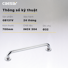 Thanh Vịn Inox Caesar GB131V Gắn Tường Ø32 700mm