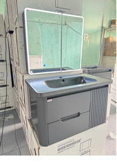 Bộ Tủ Lavabo PVC Cao Cấp 9004 (Xám) 8 Tấc