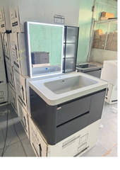 Bộ Tủ Lavabo PVC Cao Cấp 900 (Xám) 8 Tấc