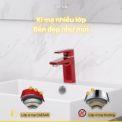 Vòi Lavabo Caesar B390CRU Màu Đỏ Nóng Lạnh kèm nút xả nhấn