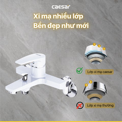 Vòi Hoa Sen CAESAR S393CW Màu Trắng Tay Sen Massage Nóng Lạnh