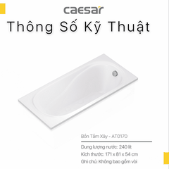 Bồn tắm dài Caesar AT0170 dài 1m7 loại xây