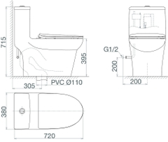 Bàn cầu một khối Viglacera V65