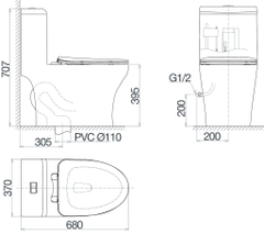 Bàn cầu một khối Viglacera V45M