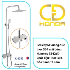 Sen cây nóng lạnh vuông đúc mài bóng inox 304 Honorcy 6242VD