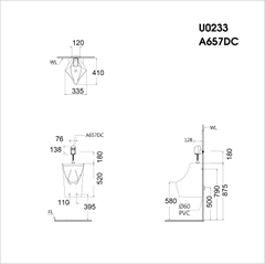 Bồn tiểu nam Caesar U0233 treo tường