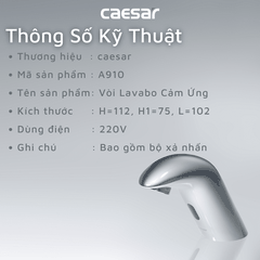 Vòi lavabo chậu rửa mặt Caesar A910 nước lạnh cảm ứng