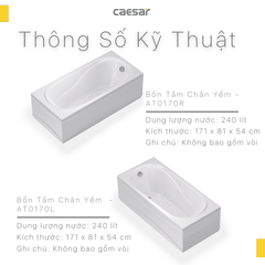 Bồn tắm dài Caesar AT0170L(R) dài 1m7 loại chân yếm