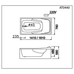 Bồn tắm dài Caesar AT0440 dài 1m4 loại xây