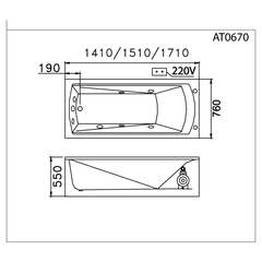 Bồn tắm dài Caesar AT0670 dài 1m7 loại xây