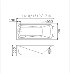 Bồn tắm dài Caesar AT0670L(R) dài 1m7 loại chân yếm