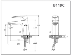Vòi lavabo chậu rửa mặt Caesar B119C nước lạnh