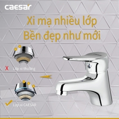 Vòi lavabo chậu rửa mặt Caesar B330CU nóng lạnh kèm nút xả nhấn