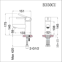 Vòi lavabo chậu rửa mặt Caesar B350CU nóng lạnh