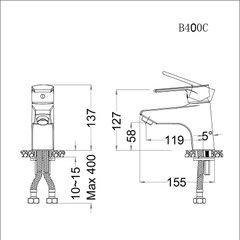 Vòi lavabo chậu rửa mặt Caesar B400CP/CU nóng lạnh