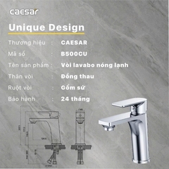 Vòi lavabo chậu rửa mặt Caesar B500CU nóng lạnh
