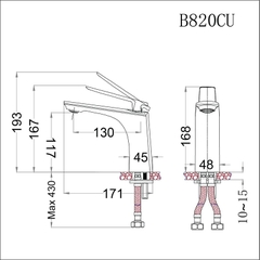 Vòi lavabo chậu rửa mặt Caesar B820CU nóng lạnh kèm nút xả nhấn