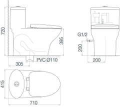 Bàn cầu một khối Viglacera V37M