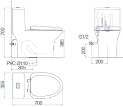 Bàn cầu một khối Viglacera V72