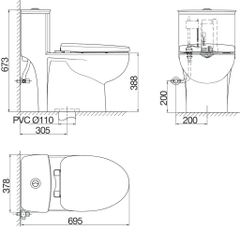 Bàn cầu một khối Viglacera V819