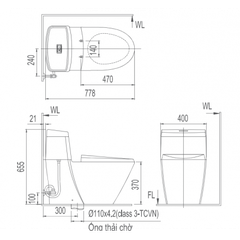 Bồn cầu 1 khối INAX AC-900VRN-2 Aqua Ceramic (AC900VRN2)