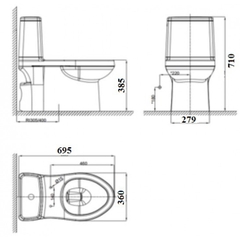 Bồn cầu 1 khối American Standard Cozy VF-1858S3 nắp rửa cơ Slim 3 (CSCFA650)