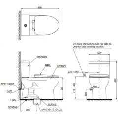 Bồn cầu 2 khối TOTO CS302DT10#W nắp êm